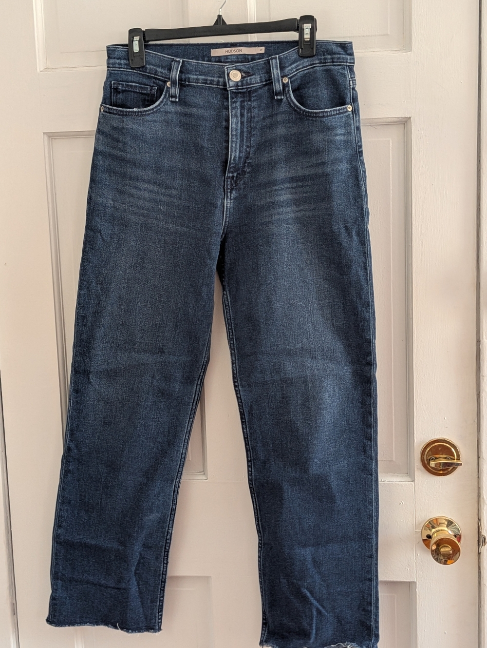 Hudson Remi High Rise Straight Crop Jeans Deep Dive Wash Size 29 Raw Hem - Picture 2 of 6